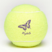 モノグラムの紫色の蝶犬ペットはお母さんを遊ばします テニスボール (正面)
