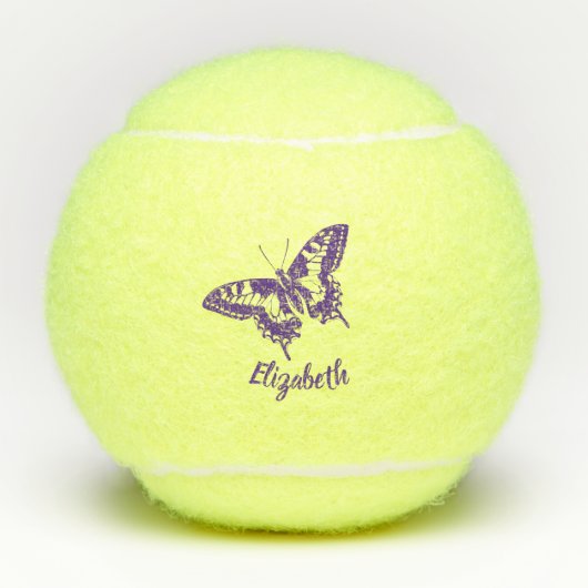 モノグラムの紫色の蝶犬ペットはお母さんを遊ばします テニスボール (正面)