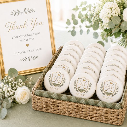 モノグラムの結婚ゴルフクラウン 缶バッジ