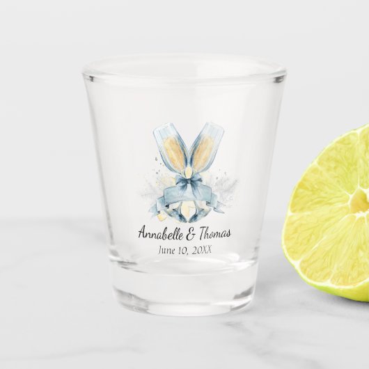 モノグラムの結婚式の小グラスのシャンペンガラス ショットグラス (正面)