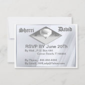 モノグラムの結婚式出欠確認カード 招待状 (裏面)