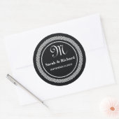 モノグラムの結婚式用シール:黒の水玉模様 ラウンドシール (封筒)