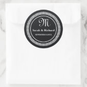 モノグラムの結婚式用シール:黒の水玉模様 ラウンドシール (バッグ)