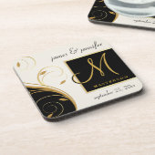 モノグラムの結婚祝いのコルクのコースター-同世代の人 コースター (左側)