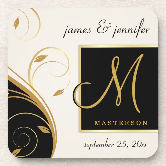 モノグラムの結婚祝いのコルクのコースター-同世代の人 コースター (正面)