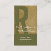 モノグラムの緑のカーキ色のブラウンの医者の名刺 名刺 (裏面)