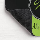 モノグラムの緑の白黒のダマスク織のマウスパッド マウスパッド (コーナー)