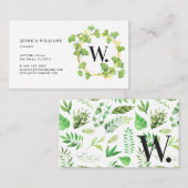 モノグラムの緑の草木は名刺を包みます 名刺 (正面/裏面)