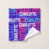 モノグラムの繰り返し名パターンキッズ バスタオルセット (ウォッシュタオル)