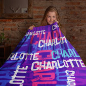 モノグラムの繰り返し名パターンキッズ フリースブランケット