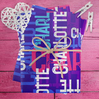 モノグラムの繰り返し名パターン誕生日 ラッピングペーパーシート