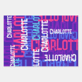 モノグラムの繰り返し名パターン誕生日 ラッピングペーパーシート (正面2)