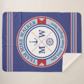 モノグラムの航海のなロゴのいかりの車輪の舵輪のモットー シェルパブランケット (正面(横))