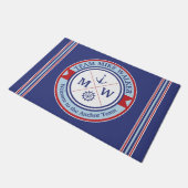 モノグラムの航海のなロゴのいかりの車輪の舵輪のモットー ドアマット (アングル)