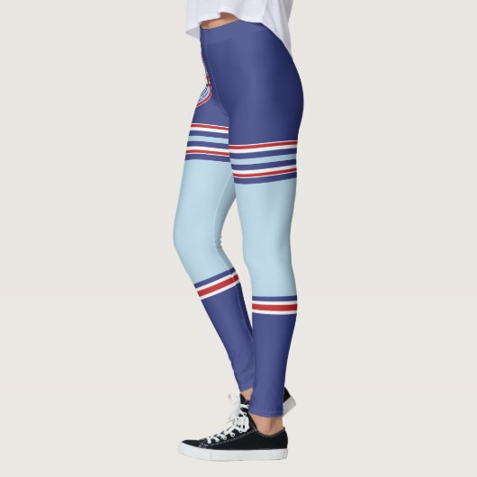 モノグラムの航海のなロゴのいかりの車輪の舵輪のモットー レギンス (左)