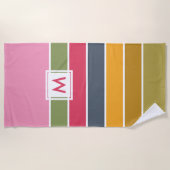 モノグラムの色ブロはっきりしたッストライプのク ビーチタオル (正面)