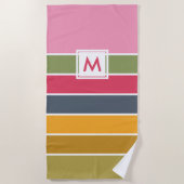 モノグラムの色ブロはっきりしたッストライプのク ビーチタオル (正面)
