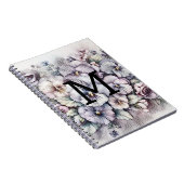 モノグラムの花のイラスト ピンクのパンジーの花 ノートブック (右側)