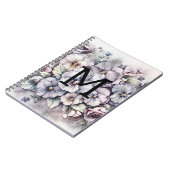 モノグラムの花のイラスト ピンクのパンジーの花 ノートブック (左側)