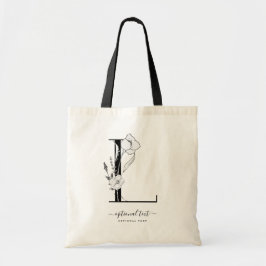 モノグラムの花のカスタムなトートバック-独身のな手紙L トートバッグ