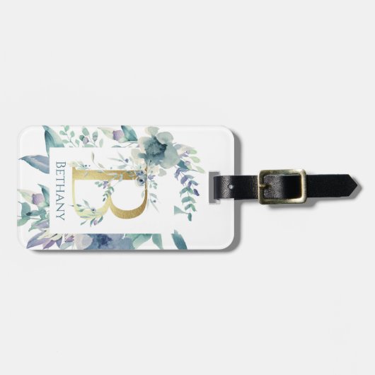 モノグラムの花のカスタムな荷物のラベル ラゲッジタグ (正面横)
