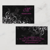 モノグラムの花のグランジな名刺 名刺 (正面/裏面)