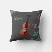 モノグラムの花のバイオリンのデザイン クッション (裏面)