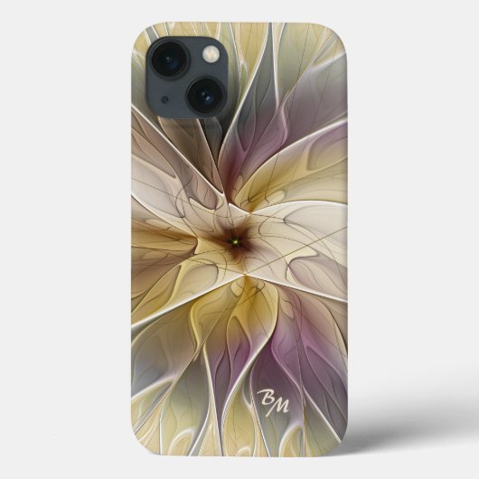 モノグラムの花のファンタジーの金ゴールドのナスの抽象芸術 Case-Mate iPhoneケース (裏面)