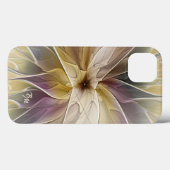 モノグラムの花のファンタジーの金ゴールドのナスの抽象芸術 Case-Mate iPhoneケース (裏面 (横))