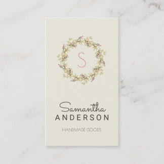 モノグラムの花のリースの名刺 名刺