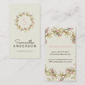 モノグラムの花のリースの名刺 名刺 (正面/裏面)