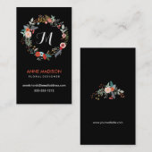 モノグラムの花のリース 名刺 (正面/裏面)
