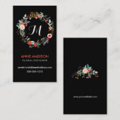 モノグラムの花のリース 名刺 (正面/裏面)