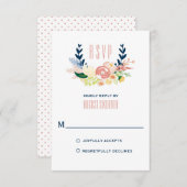 モノグラムの花のリース| RSVPカード (正面/裏面)