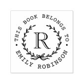 モノグラムの花輪 この本は〇〇の所有書である 本のプレート セルフインキングスタンプ (デザイン)