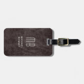 モノグラムの茶フェイク皮革のテクスチャ ラゲッジタグ (正面横)