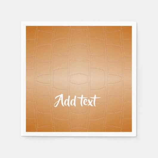 モノグラムの茶色のレザーのテクスチャ スタンダードカクテルナプキン (正面)