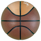 モノグラムの茶色のレザーのテクスチャ バスケットボール (右)