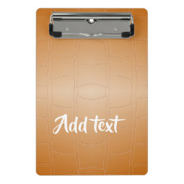 モノグラムの茶色のレザーのテクスチャ ミニクリップボード