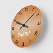 モノグラムの茶色のレザーのテクスチャ ラウンド壁時計 (傾斜)