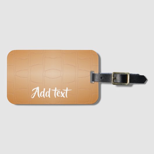 モノグラムの茶色のレザーのテクスチャ ラゲッジタグ (正面横)