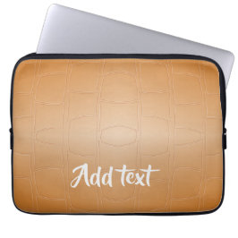 モノグラムの茶色のレザーのテクスチャ ラップトップスリーブ