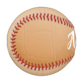 モノグラムの茶色のレザーのテクスチャ 野球ボール (正面左)
