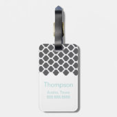 モノグラムの荷物のラベルが付いている灰色のモロッコパターン ラゲッジタグ (裏面縦)