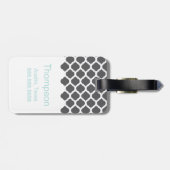 モノグラムの荷物のラベルが付いている灰色のモロッコパターン ラゲッジタグ (裏面横)