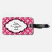 モノグラムの荷物のラベル-ピンクのダマスク織 ラゲッジタグ (裏面横)