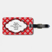 モノグラムの荷物のラベル-赤いダマスク織 ラゲッジタグ (裏面横)