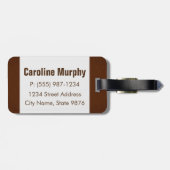 モノグラムの荷物のラベル-青銅色インク、エレガントなブラウン ラゲッジタグ (裏面横)