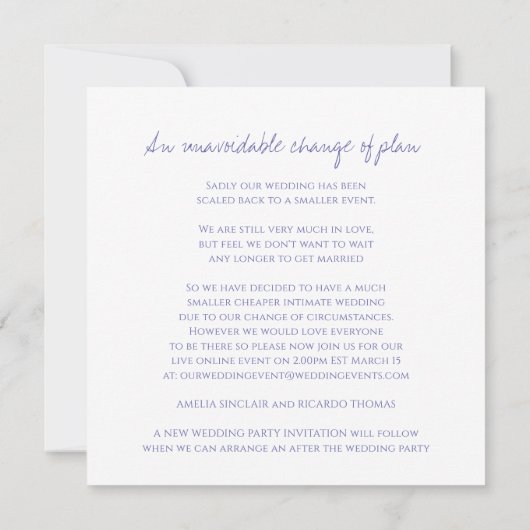 モノグラムの葉が減ったウェディング 案内状 (裏面)