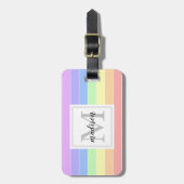 モノグラムの虹のカラフルストライプ ラゲッジタグ (正面縦)